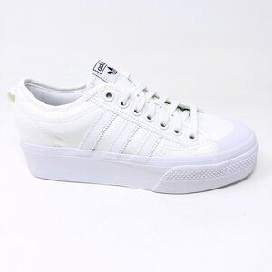 adidas Originals Women's Nizza Platform, White/White/White, 9.5